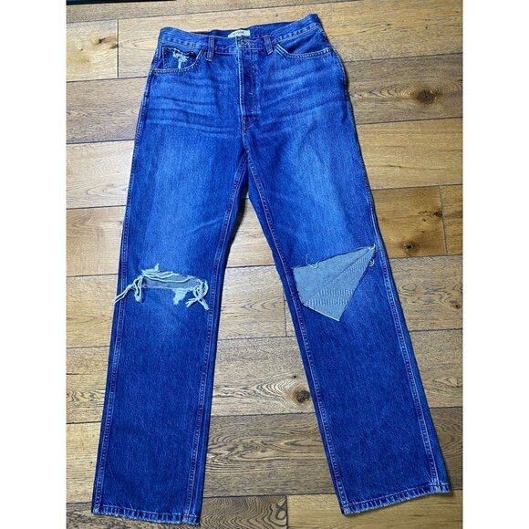 Re/Done Originals 80s Slim Straight Brisk Blue With Rips Womens Size 29 - Picture 5 of 14